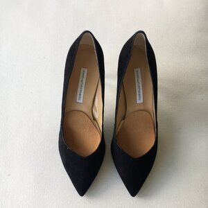 Diane Von Furstenberg "Hilda" Black Suede Heels  Size 8M
